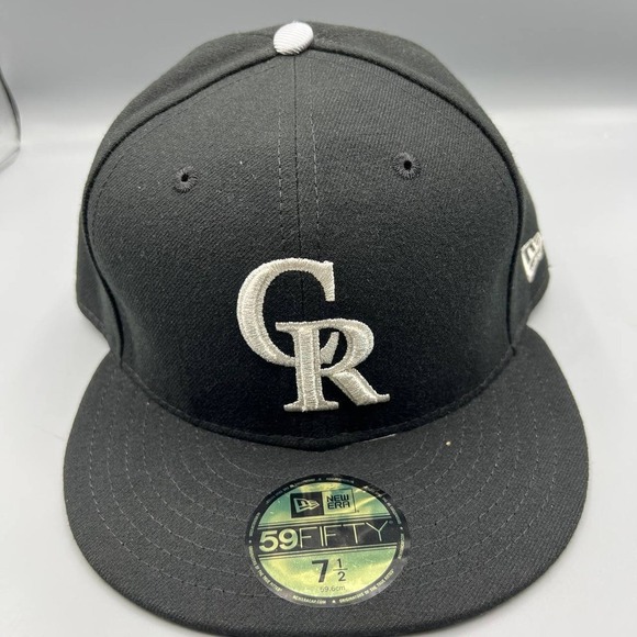 Colorado Rockies Hat Men 7 1/2 Black 59Fifty New Era‎ MLB Fitted Cap - Picture 1 of 8